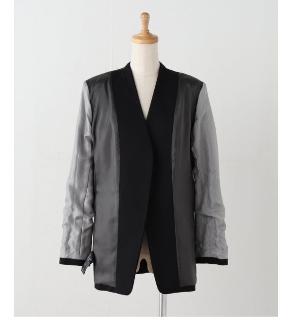 NOBLE「Vカラースキンジャケット」|ノーカラージャケット|