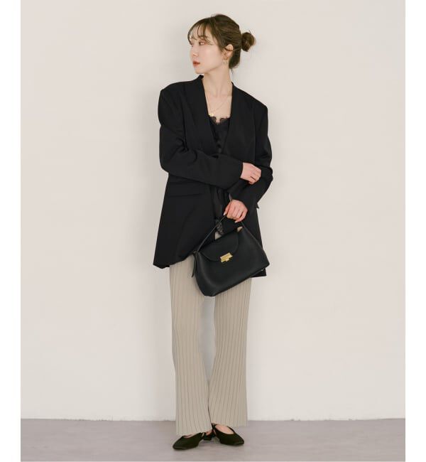 NOBLE「Vカラースキンジャケット」|ノーカラージャケット|