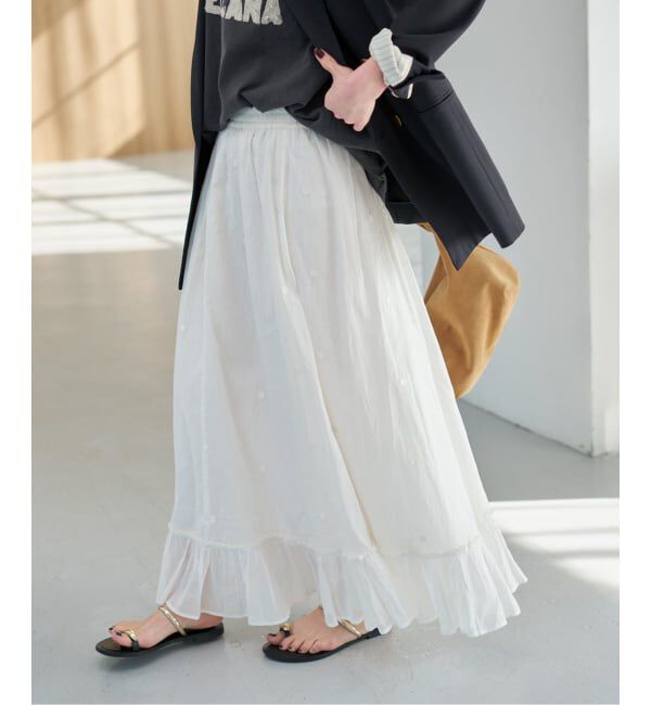 Spick and Span「《一部店舗+WEB限定予約》ドットエンブロイダリースカート」|スカート|