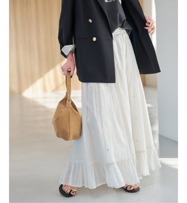 Spick and Span「《一部店舗+WEB限定予約》ドットエンブロイダリースカート」|スカート|