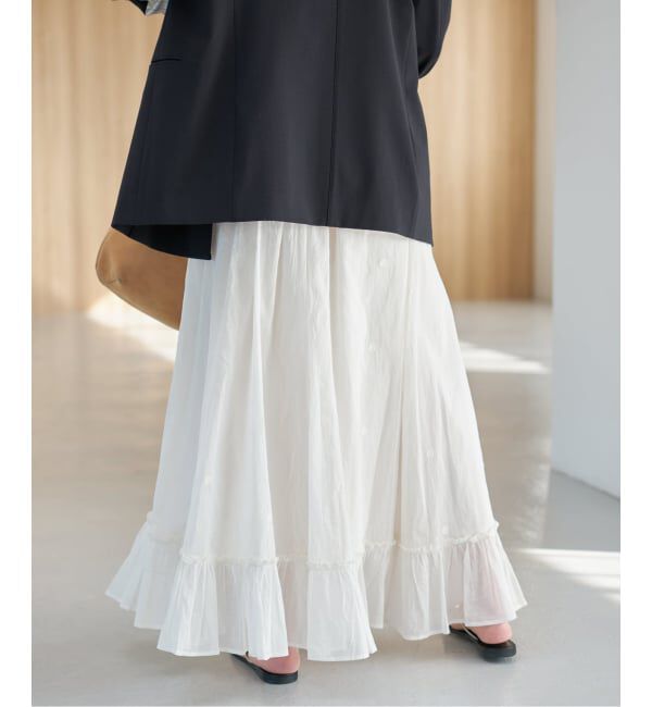 Spick and Span「《一部店舗+WEB限定予約》ドットエンブロイダリースカート」|スカート|