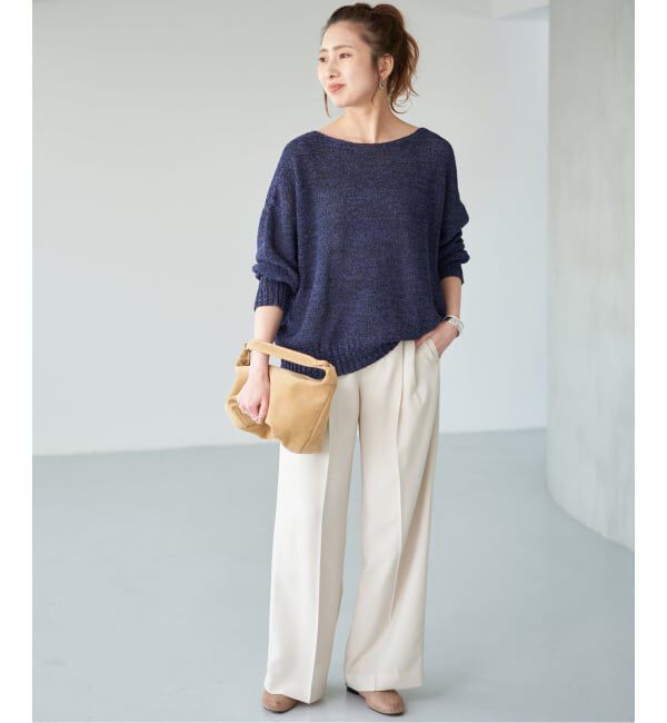 Spick and Span「《WEB限定カラー有り / 追加》ペーパーヤーン2WAYルーズプルオーバー」|ニット・セーター|