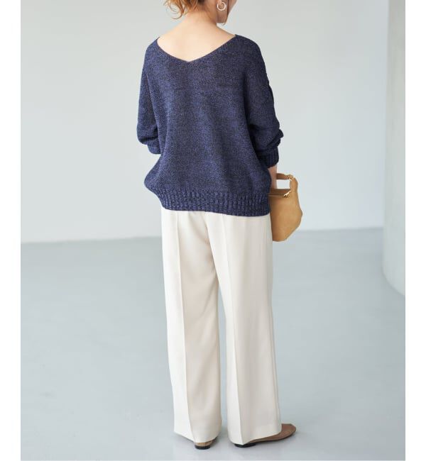 Spick and Span「《WEB限定カラー有り / 追加》ペーパーヤーン2WAYルーズプルオーバー」|ニット・セーター|