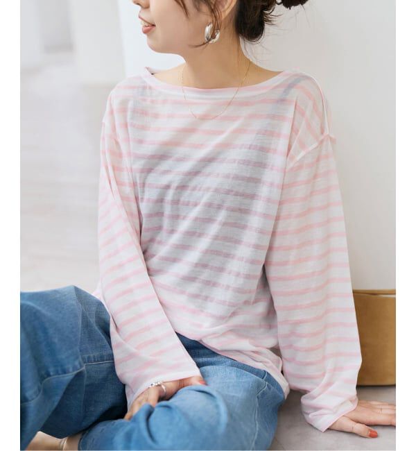 Spick and Span「シアーボーダーTシャツ」|Tシャツ・カットソー|ピンク
