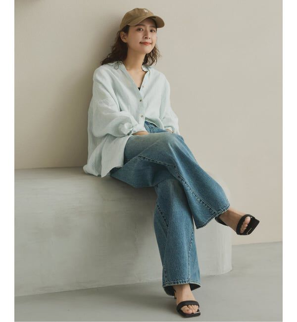 Spick and Span「《ゆったりサイズ》追加 80リネンカシュクール ビッグシャツ」|シャツ・ブラウス|