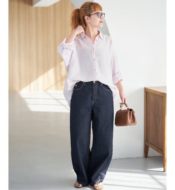 Spick and Span「《ゆったりサイズ》追加 80リネンカシュクール ビッグシャツ」|シャツ・ブラウス|