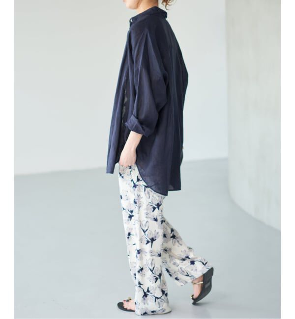 Spick and Span「《ゆったりサイズ》追加 80リネンカシュクール ビッグシャツ」|シャツ・ブラウス|