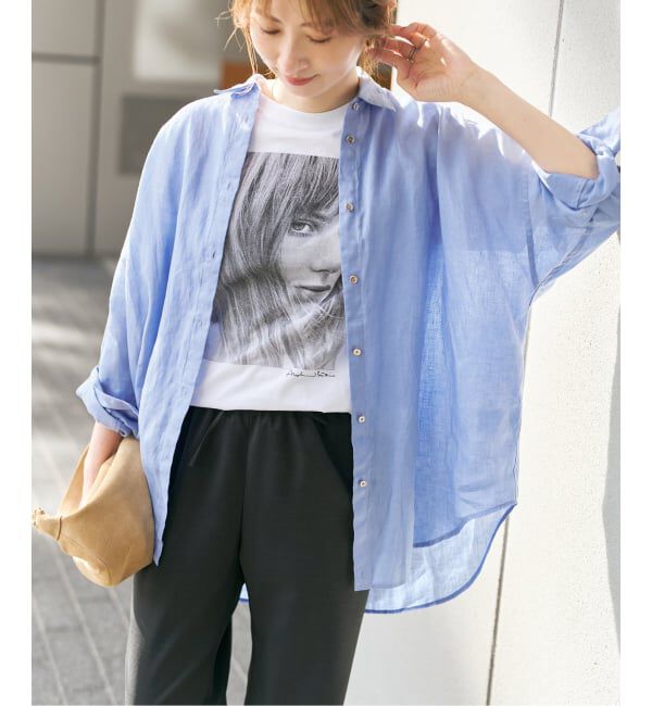 Spick and Span「《ゆったりサイズ》追加 80リネンカシュクール ビッグシャツ」|シャツ・ブラウス|