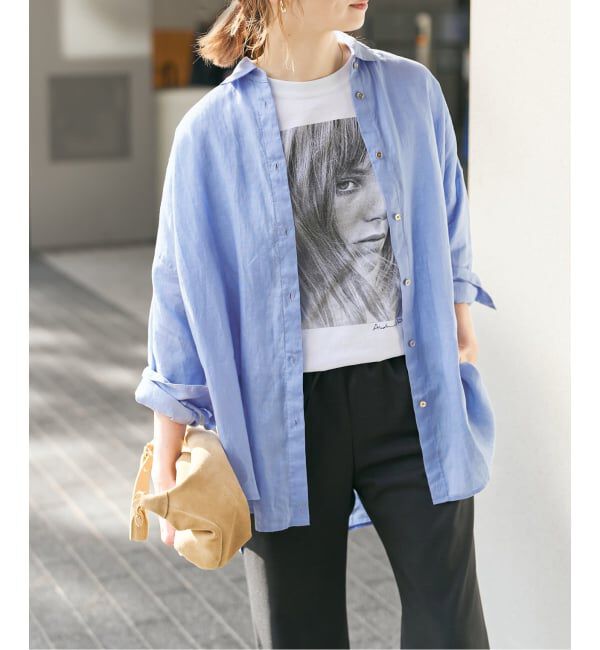 Spick and Span「《ゆったりサイズ》追加 80リネンカシュクール ビッグシャツ」|シャツ・ブラウス|