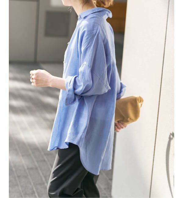 Spick and Span「《ゆったりサイズ》追加 80リネンカシュクール ビッグシャツ」|シャツ・ブラウス|