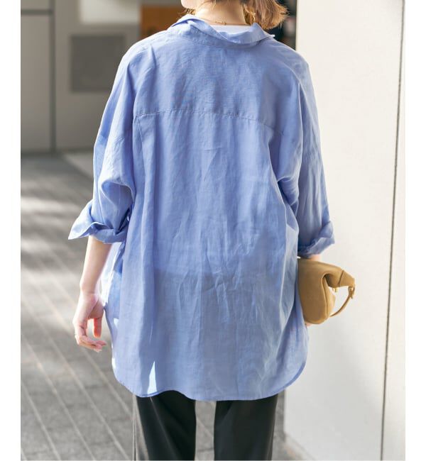 Spick and Span「《ゆったりサイズ》追加 80リネンカシュクール ビッグシャツ」|シャツ・ブラウス|