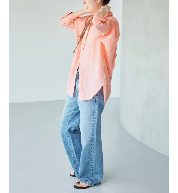 Spick and Span「《ゆったりサイズ》追加 80リネンカシュクール ビッグシャツ」|シャツ・ブラウス|