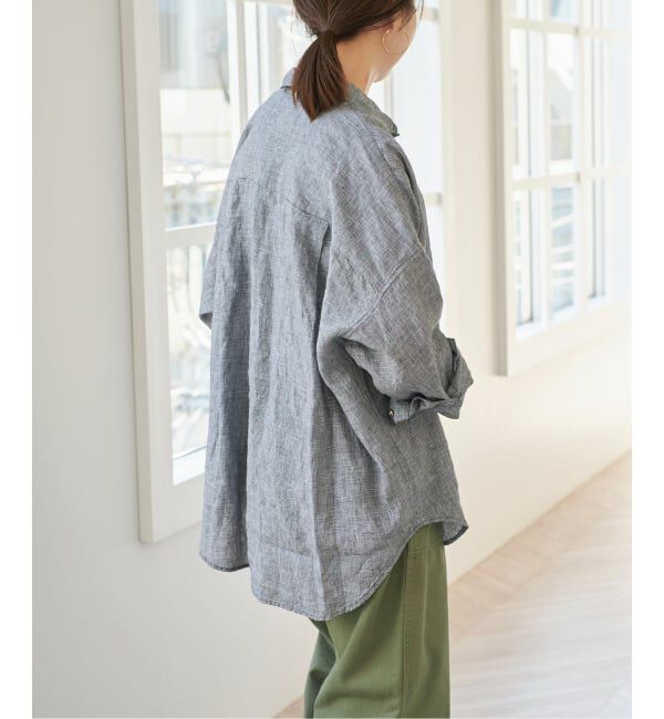 Spick and Span「《ゆったりサイズ》追加 80リネンカシュクール ビッグシャツ」|シャツ・ブラウス|
