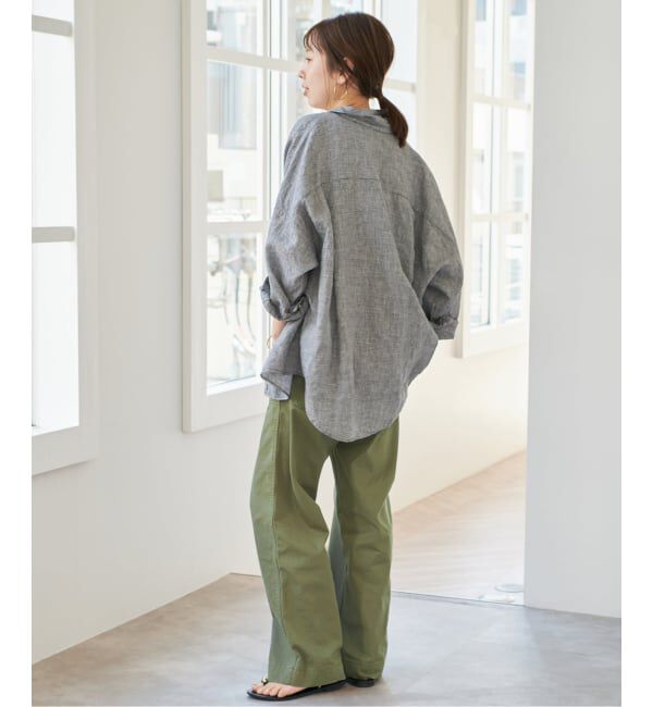 Spick and Span「《ゆったりサイズ》追加 80リネンカシュクール ビッグシャツ」|シャツ・ブラウス|