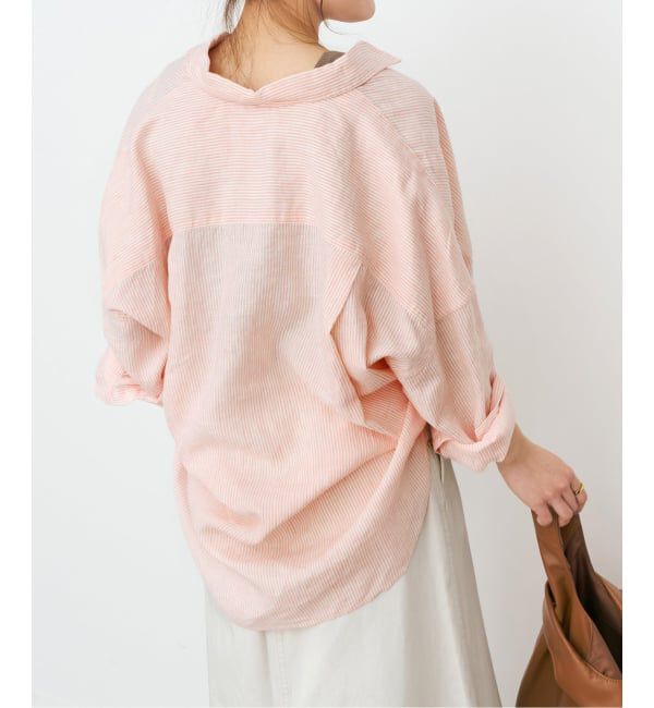 Spick and Span「《ゆったりサイズ》追加 80リネンカシュクール ビッグシャツ」|シャツ・ブラウス|