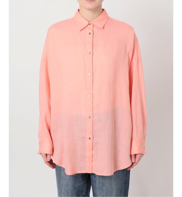 Spick and Span「《ゆったりサイズ》追加 80リネンカシュクール ビッグシャツ」|シャツ・ブラウス|