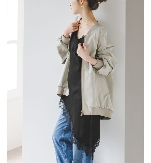 NOBLE「ルナサテンレースアシンメトリーキャミ」|キャミソール|