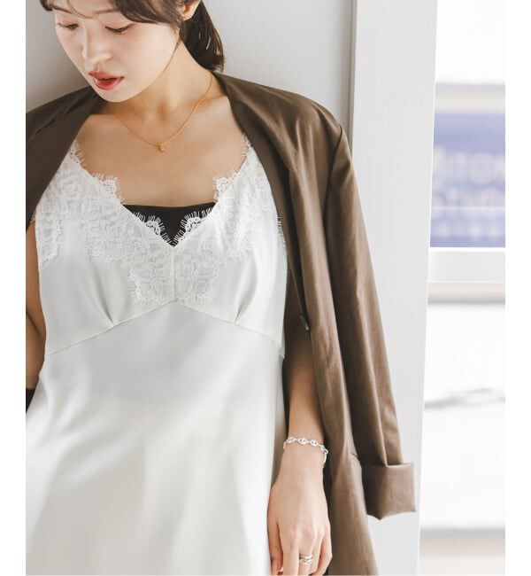 NOBLE「ルナサテンレースアシンメトリーキャミ」|キャミソール|