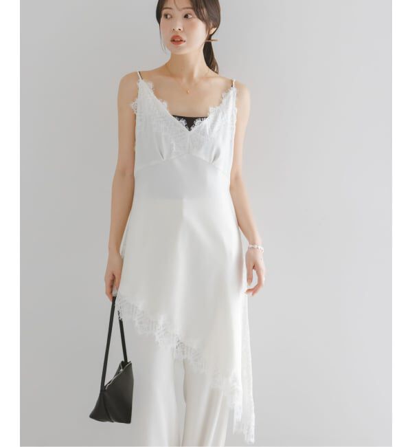 NOBLE「ルナサテンレースアシンメトリーキャミ」|キャミソール|
