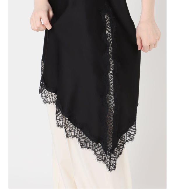 NOBLE「ルナサテンレースアシンメトリーキャミ」|キャミソール|