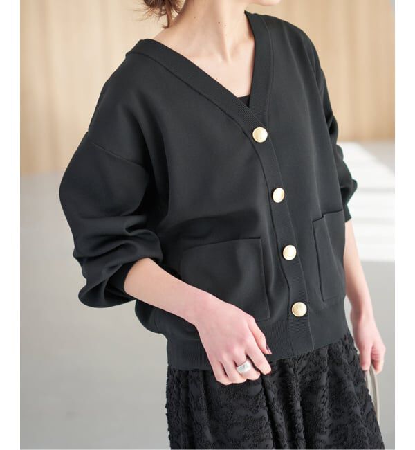 Spick and Span「《一部店舗+WEB限定/追加予約》ウォッシャブルVネックカーディガン」|カーディガン|ブラック
