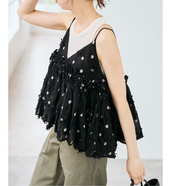 Spick and Span「《追加》crinkle crinkle crinkle 別注3D embroidery dot camisole*」|キャミソール|