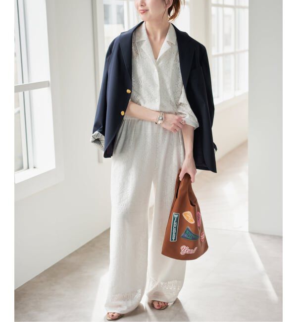 Spick and Span「オープンカラーレースジャンプスーツ」|オールインワン|