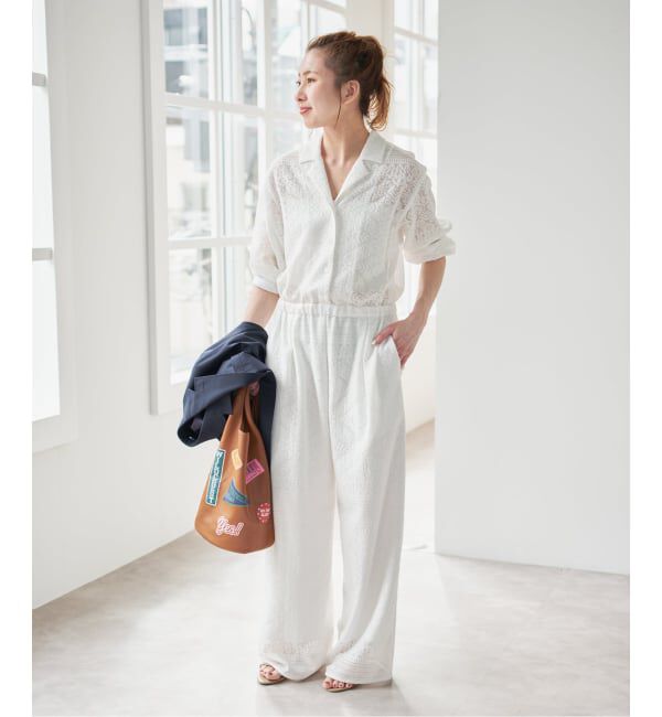 Spick and Span「オープンカラーレースジャンプスーツ」|オールインワン|