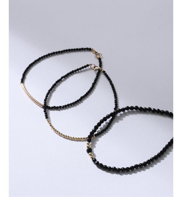 Lilas by Spick&Span「ゴールドビーズラインオニキスブレスレット K10」|ブレスレット・バングル|