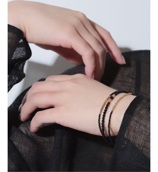 Lilas by Spick&Span「ゴールドビーズラインオニキスブレスレット K10」|ブレスレット・バングル|