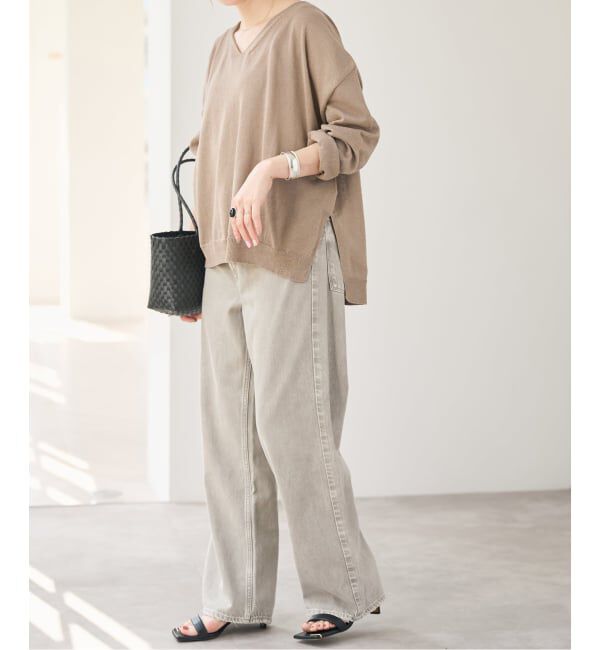 Spick and Span「ペーパーヤーンVネックルーズプルオーバー」|ニット・セーター|