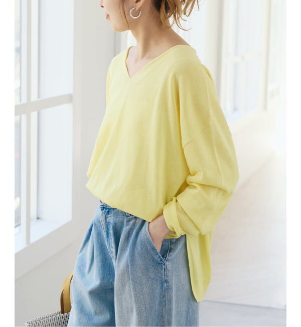 Spick and Span「ペーパーヤーンVネックルーズプルオーバー」|ニット・セーター|