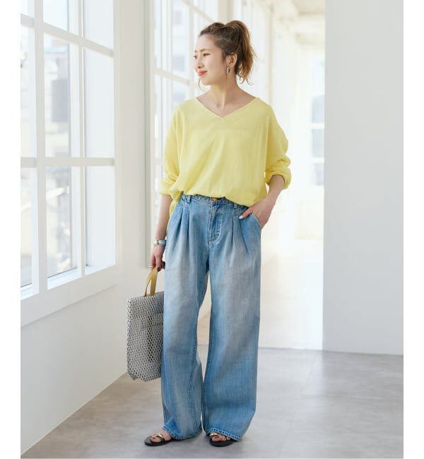 Spick and Span「ペーパーヤーンVネックルーズプルオーバー」|ニット・セーター|