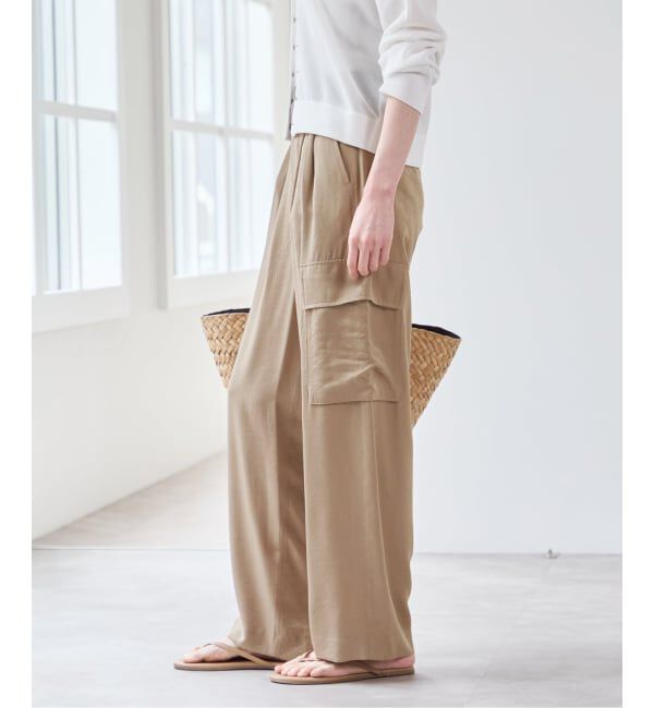 U by SPICK&SPAN「フェードサテンカーゴスラックス」|カーゴ|