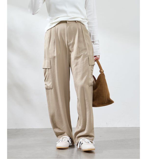 U by SPICK&SPAN「フェードサテンカーゴスラックス」|カーゴ|