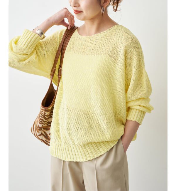 Spick and Span「《新色有り / 追加》ペーパーヤーン2WAYルーズプルオーバー」|ニット・セーター|イエロー