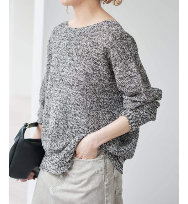 Spick and Span「《新色有り / 追加》ペーパーヤーン2WAYルーズプルオーバー」|ニット・セーター|ブラックベース