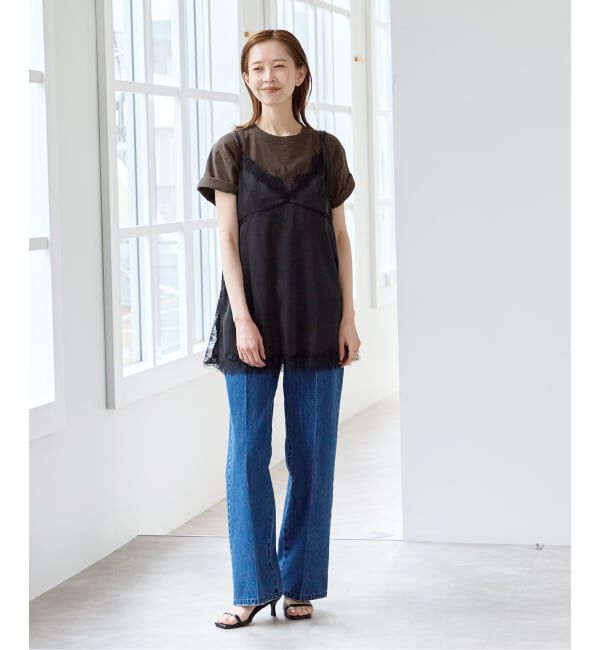 U by SPICK&SPAN「《予約》サテンレースキャミ」|キャミソール|