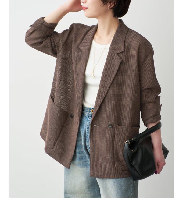 Spick and Span「《手洗い可》ブラーカラミ ルーズジャケット」|その他|ブラウンベース