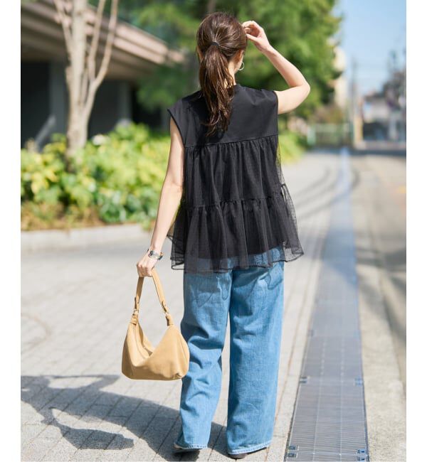 Spick and Span「《一部店舗+WEB限定 / 予約》ドットチュールティアードTシャツ」|Tシャツ・カットソー|