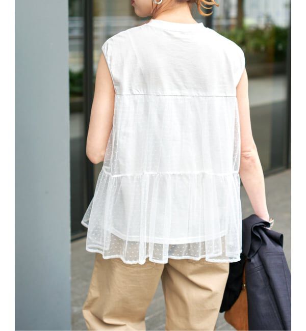 Spick and Span「《一部店舗+WEB限定 / 予約》ドットチュールティアードTシャツ」|Tシャツ・カットソー|