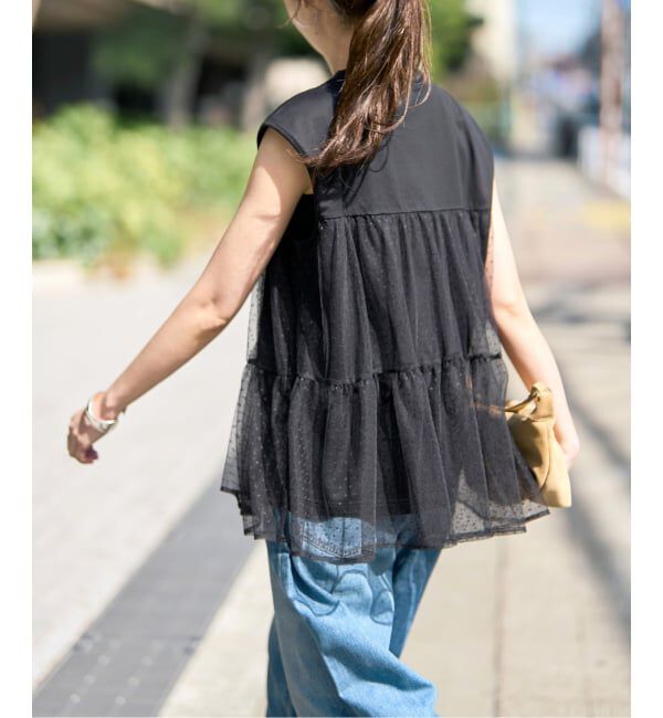 Spick and Span「《一部店舗+WEB限定 / 予約》ドットチュールティアードTシャツ」|Tシャツ・カットソー|