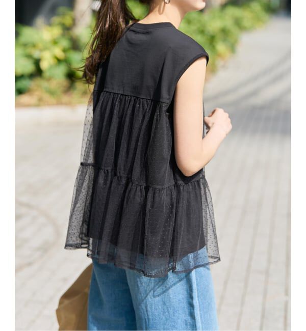 Spick and Span「《一部店舗+WEB限定 / 予約》ドットチュールティアードTシャツ」|Tシャツ・カットソー|