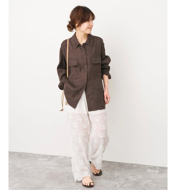 Spick and Span「《洗濯機洗い可》リネンミックスストレッチシャツジャケット」|その他|