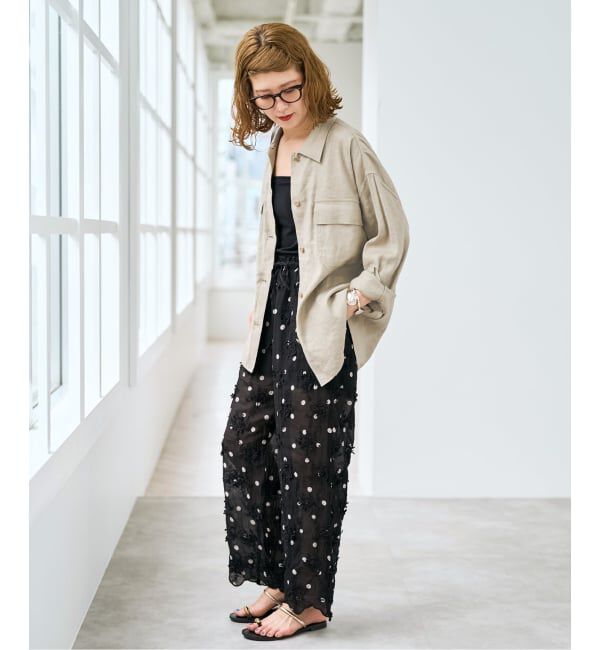 Spick and Span「《洗濯機洗い可》リネンミックスストレッチシャツジャケット」|その他|