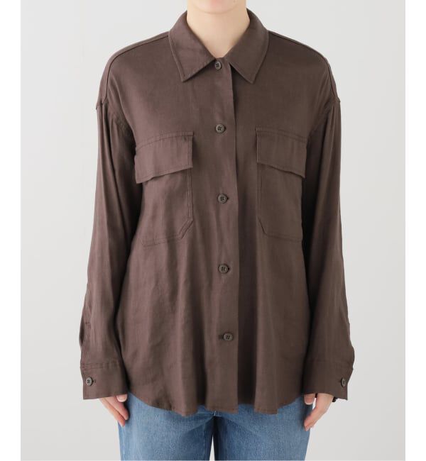 Spick and Span「《洗濯機洗い可》リネンミックスストレッチシャツジャケット」|その他|