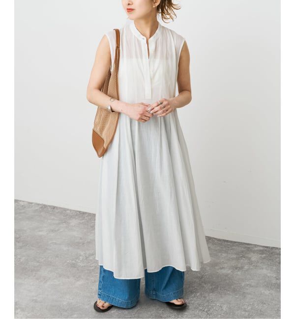 Spick and Span「《手洗い可 / 予約》C/Rボイルタックノースリーブワンピース」|ワンピース|ホワイト A