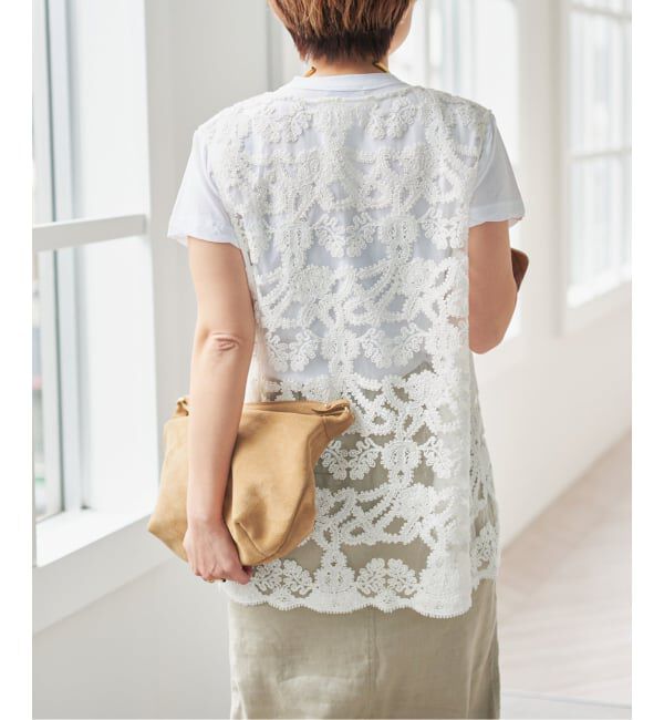 Spick and Span「《新色有り / 追加予約》コードエンブロイダリーチュールベスト」|ベスト・ジレ|