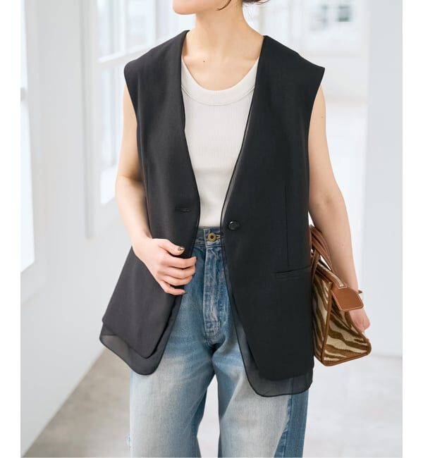 Spick and Span「シアーレイヤードジレ」|その他|ブラック