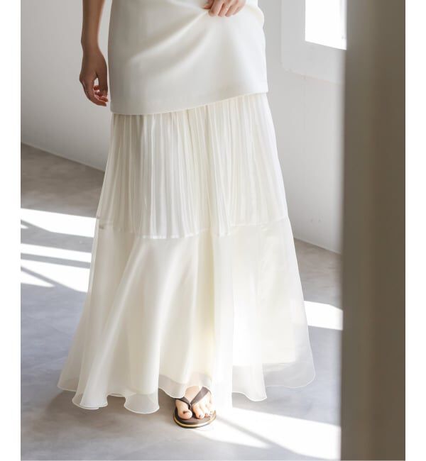 NOBLE「アクアオーガンジーマキシスカート」|スカート|ホワイト